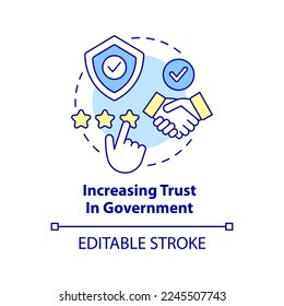 Increasing trust in government concept icon. Public service delivery change abstract idea thin line illustration. Isolated outline drawing. Editable stroke. Arial, Myriad Pro-Bold fonts used