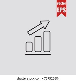 Increasing,growing graph in trendy isolated on grey background.Vector illustration.
