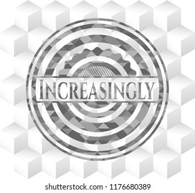 Increasingly grey badge with geometric cube white background
