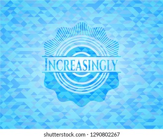Increasingly sky blue emblem with mosaic ecological style background