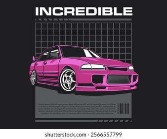 incredible 90s car vector for tees design illustration graphic