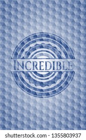Incredible blue emblem with geometric pattern.