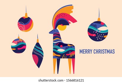Incredible Christmas deer with decorative pattern and Christmas toys