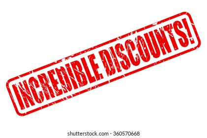 INCREDIBLE DISCOUNTS red stamp text on white