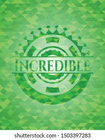 Incredible green mosaic emblem. Vector Illustration. Detailed.