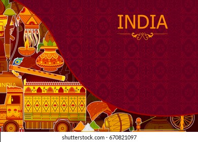 Incredible India Background Depicting Indian Colorful Stock Vector ...