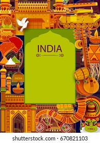 Increíble trasfondo indio que representa la colorida cultura y religión indias en un vector