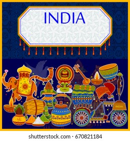 Incredible India background depicting Indian colorful culture and religion in vector