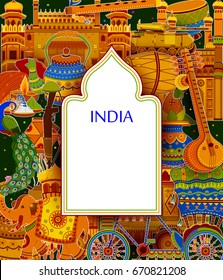 Increíble trasfondo indio que representa la colorida cultura y religión indias en un vector