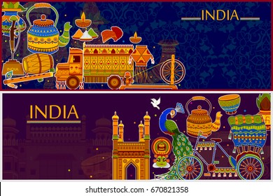 Increíble trasfondo indio que representa la colorida cultura y religión indias en un vector