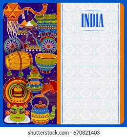 Incredible India background depicting Indian colorful culture and religion in vector