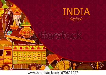 Incredible India background depicting Indian colorful culture and religion in vector