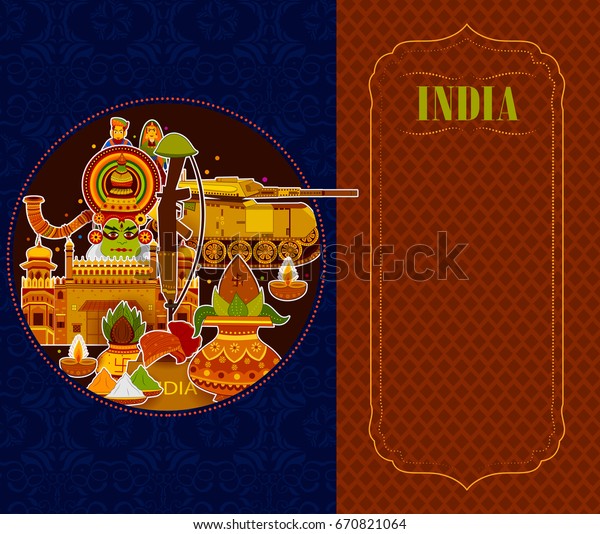 Incredible India Background Depicting Indian Colorful Stock Vector ...