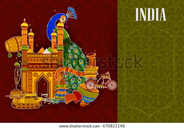 Incredible India Background Depicting Indian Colorful Stock Vector ...