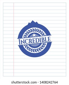 Incredible pen effect. Blue ink. Vector Illustration. Detailed.