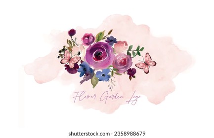 incredible watercolor flower garden vector, design floral, flower, garden, flower shop logo