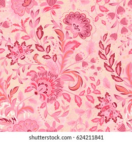 incredibly beautiful, juicy, bright, vector pattern with gentle pink fantasy flowers. Ideal for textiles, fabrics, prints and accessories.