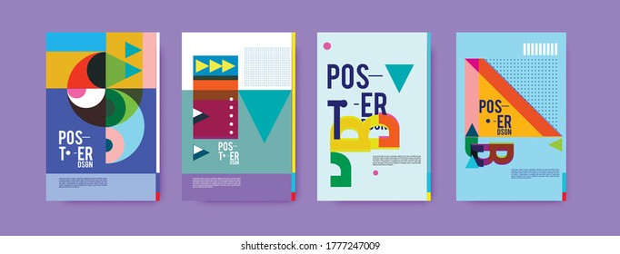 Incredibly Colorful Beautiful Set 4 Posters Stock Vector (royalty Free 