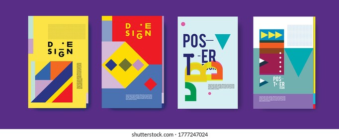 Incredibly Colorful Beautiful Set 4 Posters Stock Vector (Royalty Free ...