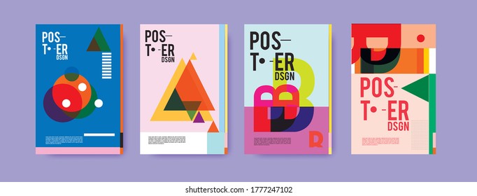 Incredibly Colorful Beautiful Set 4 Posters Stock Vector (Royalty Free ...