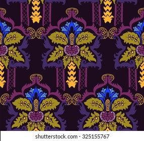 incredibly elegant floral pattern in classic style on a Burgundy background bright monogram