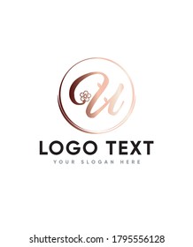 Una plantilla de logotipo de flor increíblemente elegante tipo U, logotipo vector para identidad empresarial y de empresa 