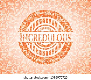 Incredulous abstract orange mosaic emblem