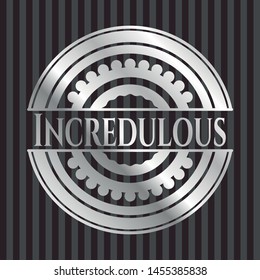 Incredulous silver emblem or badge. Vector Illustration. Mosaic.