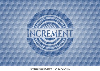 Increment blue badge with geometric pattern. Vector Illustration. Detailed.