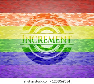Increment on mosaic background with the colors of the LGBT flag
