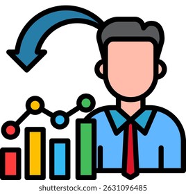 Ícone Incremental de Ilustração de Vetor de Cor Linear