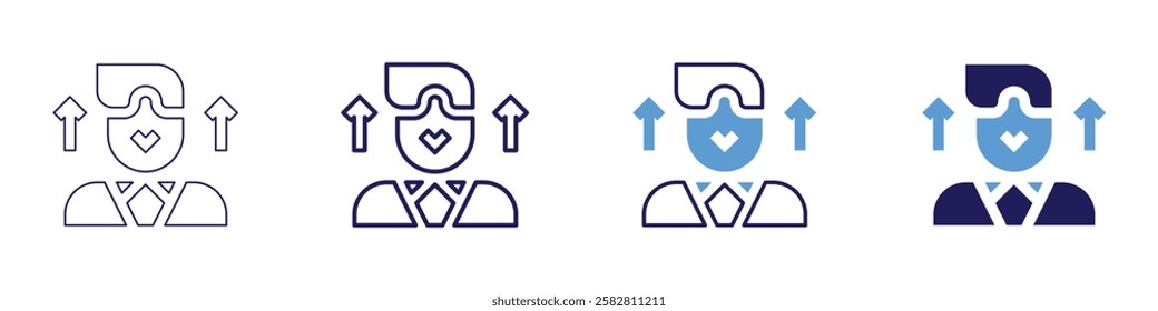 Incremental progress icon in 4 different styles. Thin Line, Line, Bold Line, Duotone. Duotone style. Editable stroke.