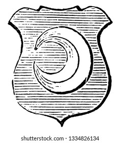 Increscent is a moon increscent argent, vintage line drawing or engraving illustration.