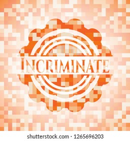 Incriminate abstract orange mosaic emblem with background