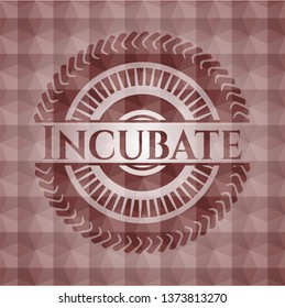Incubate red seamless emblem with geometric pattern.