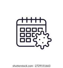 Inkubationsperiode Zeilensymbol mit Virus und Kalender