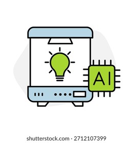 Incubator Icon, AI Chip - Light Bulb, Fostering Innovation, Startup Ideas - Resources, Mentorship, Editable Stroke.