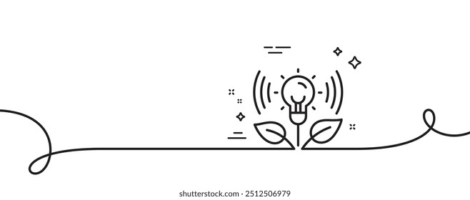 Ícone de linha Incubadora. Uma linha contínua com curva. Sinal de empresa incubada. Símbolo da tecnologia de inicialização. Faixa de opções de estrutura única da incubadora. Padrão de curva de loop. Vetor