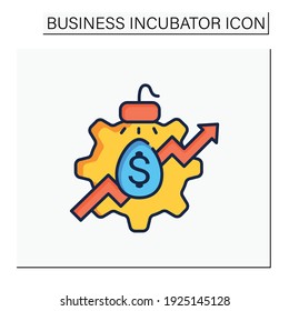 Incubator services color icon. Favorable environment for new businesses. Pointers grow up. Business concept. Isolated vector illustration. 