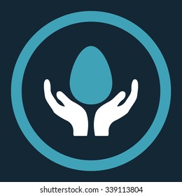 Incubator vector icon. Style is bicolor flat rounded symbol, blue and white colors, rounded angles, dark blue background.