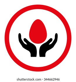 Incubator vector icon. Style is bicolor flat rounded symbol, intensive red and black colors, rounded angles, white background.