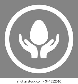 Incubator vector icon. Style is flat rounded symbol, white color, rounded angles, gray background.