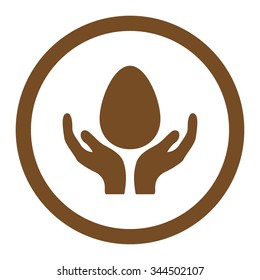 Incubator vector icon. Style is flat rounded symbol, brown color, rounded angles, white background.