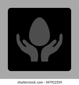 Incubator vector icon. Style is flat rounded square button, gray and black colors, silver background.