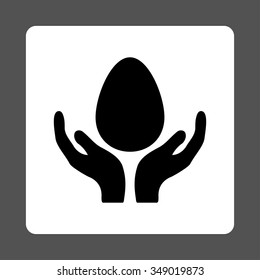 Incubator vector icon. Style is flat rounded square button, black and white colors, gray background.