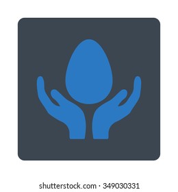 Incubator vector icon. Style is flat rounded square button, smooth blue colors, white background.