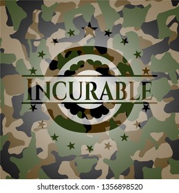 Incurable written on a camouflage texture