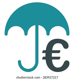 Incurance from BiColor Euro Banking Icon Set. Vector style: flat bicolor, soft blue symbol, rounded angles, white background.
