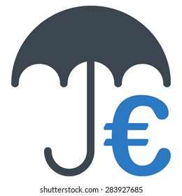 Incurance from BiColor Euro Banking Icon Set. Vector style: flat bicolor, smooth blue symbol, rounded angles, white background.