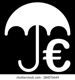 Incurance from BiColor Euro Banking Icon Set. Vector style: flat, white symbol, rounded angles, black background.